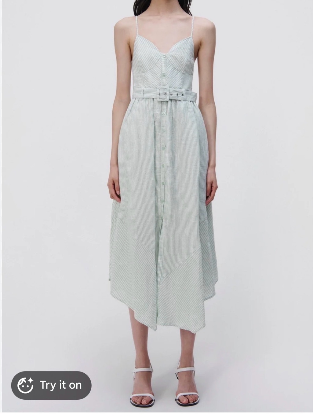 Jonathan Simkhai Light Mint Green Striped Midi Dress